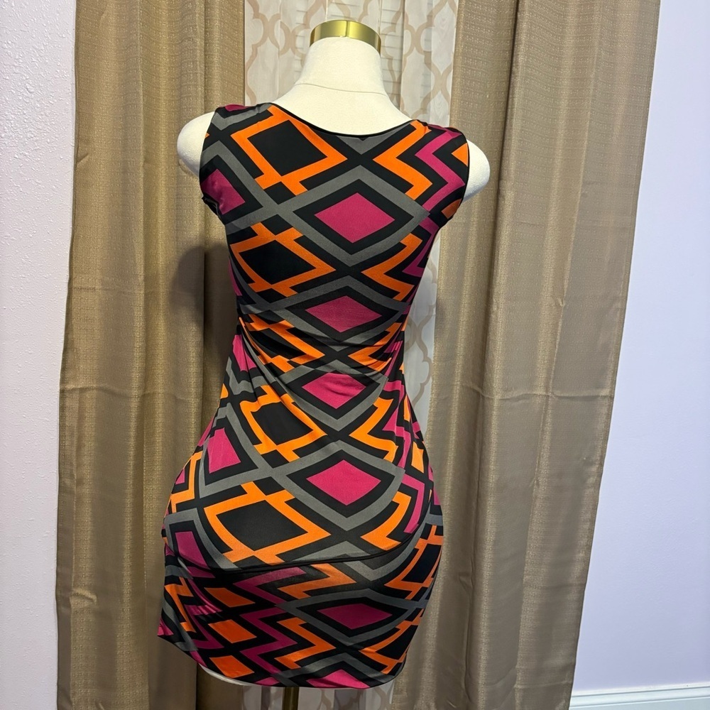 Geometric Patterned One-Shoulder Dress, size S - Picture 2 of 6